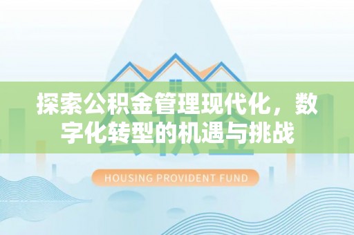 旺苍探索公积金管理现代化，数字化转型的机遇与挑战