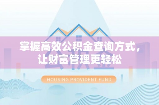 旺苍掌握高效公积金查询方式，让财富管理更轻松
