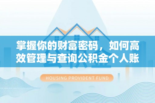 旺苍掌握你的财富密码，如何高效管理与查询公积金个人账户信息