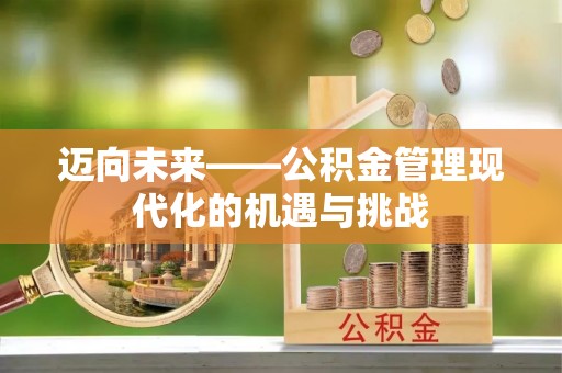 旺苍迈向未来——公积金管理现代化的机遇与挑战